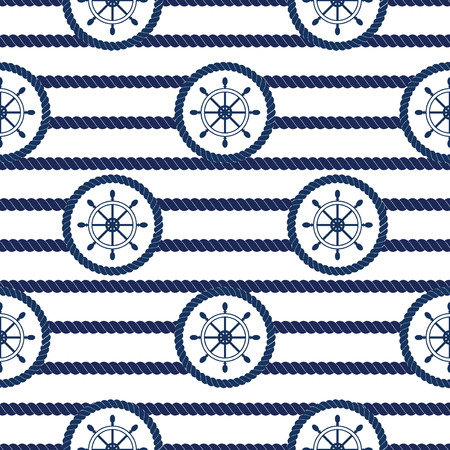Set of sea and nautical seamless patterns. Vector illustration nautical pattern abstract textile sailor summer anchor symbols. Travel nautical seamless pattern geometric style ornament.のイラスト素材