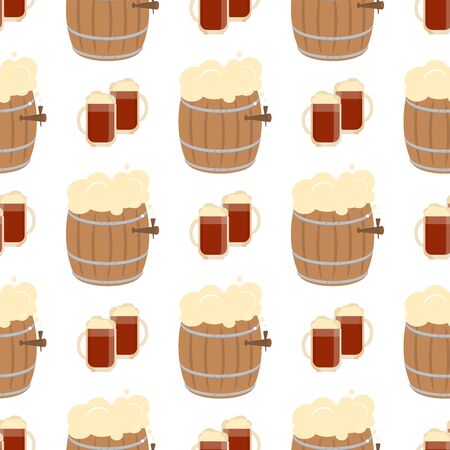 German festival seamless pattern Bavarian Oktoberfest vector background. Vector seamless pattern for Oktoberfest flat style. Traditional for autumn festival. Vector seamless pattern for Oktoberfest.のイラスト素材