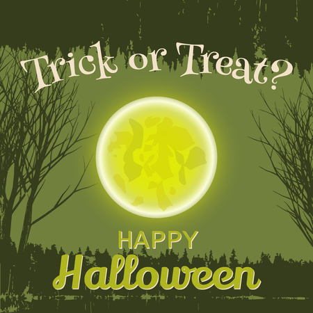 Happy Halloween Poster autumn october card evil party. Vector illustration halloween poster night celebration scarry moon. Halloween poster scary design horror background spooky silhouette.のイラスト素材