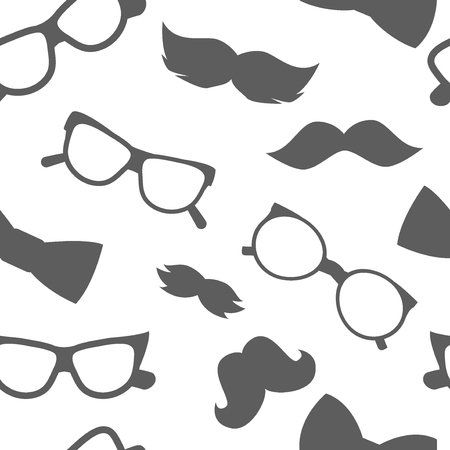 Mustaches seamless pattern hipster doodle curly beard vector. Mustaches seamless pattern elements barber silhouette facial design. Fashion color vintage mustaches pattern background.のイラスト素材