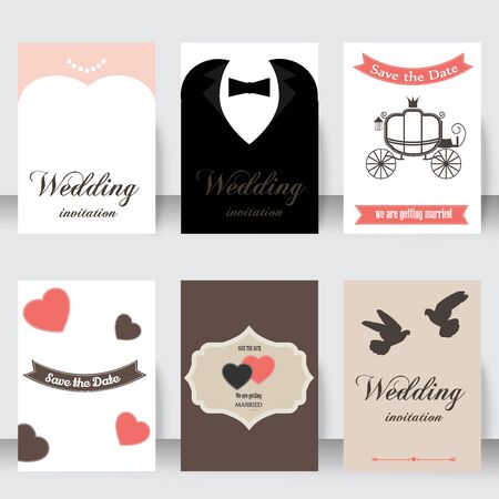 Set of wedding card flyer pages ornament vector illustration.のイラスト素材