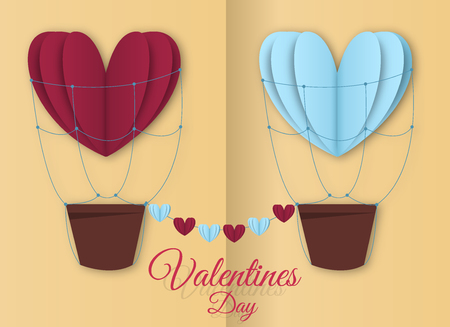 Paper hearts Valentines day vector love art card origami style romantic holiday background romance creative illustration. Valentine wedding beautiful banner.のイラスト素材