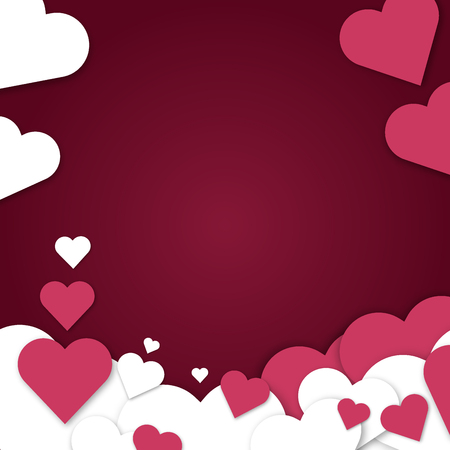 Paper hearts Valentines day vector love art card origami style romantic holiday background romance creative illustration.のイラスト素材