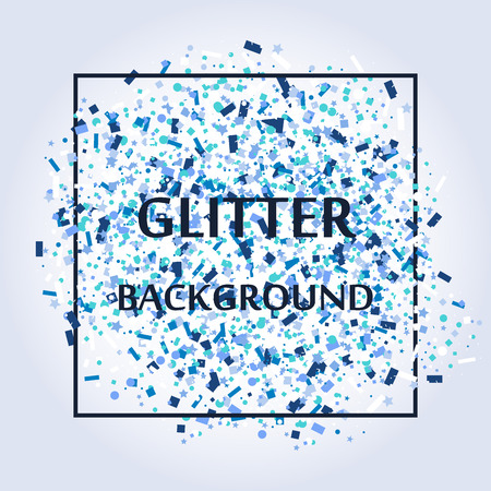 Glitter vintage lights background with border frame vector glittering backdrop glowing party texture glow sparkle shine pattern. Light gold shiny bokeh abstract bright banner.のイラスト素材