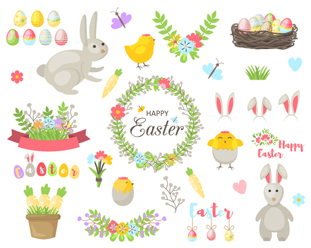 Easter cartoon design elements backgroundのイラスト素材