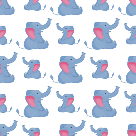 Elephant pattern vector seamless background tropical zoo animal for fabric or wallpaper design wild nature. Creative kids texture for fabric, wrapping, textile wallpaper, apparel vector illustration.のイラスト素材