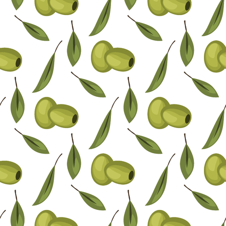 Olives seamless pattern with ripe olives background design vector illustration for olive oil, natural cosmetics.のイラスト素材
