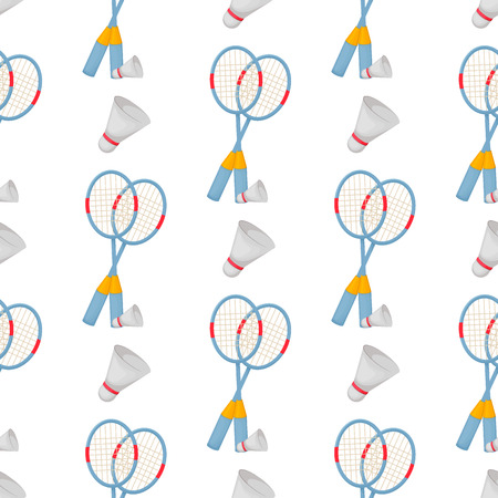 Badminton pattern let's play badminton seamless background of rackets and shuttlecocks vector illustration. Sport game equipment shuttlecock competition leisure play activity.のイラスト素材