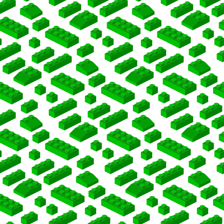 Isometric constructor blocks 3d seamless pattern background preschool build cubic vector illustration. Cube brick and block, 3d child toy isometric, geometric plastic construction.のイラスト素材