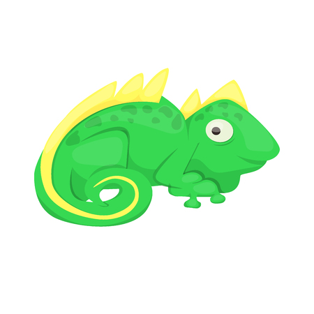 Iguana cartoon lizard animal character green reptile vector illustration.の写真素材