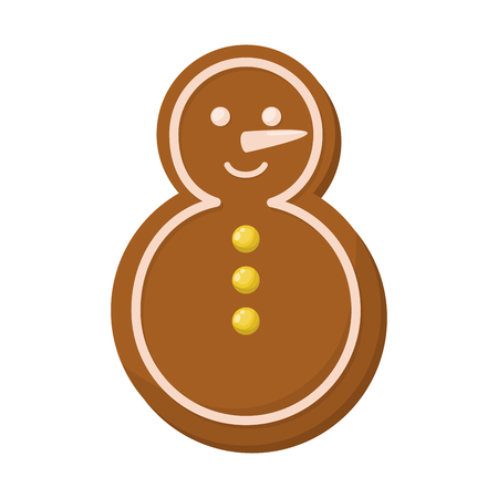 Gingerbread cookies for christmas vector illustration. Xmas decoration winter baked icing snow homemade ginger cake. Christmas sweet traditional holiday bakery food candy dessert.のイラスト素材