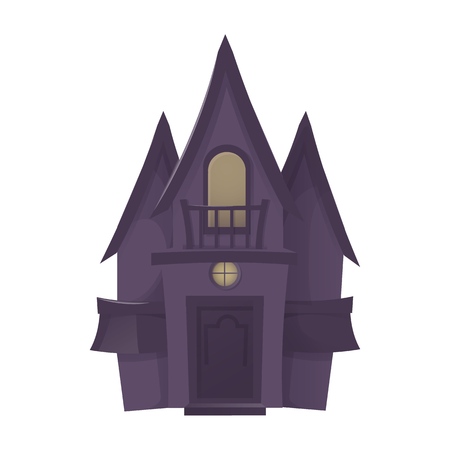 Halloween castle night moon background scary horror holiday vector illustration.のイラスト素材