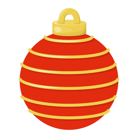 Christmas balls colorful xmas decoration winter holiday shiny decorative sphere vector illustration. Traditional glass fir pine tree toys.のイラスト素材