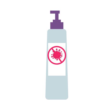 Hand sanitizer in plastic bottle on white backgroundのイラスト素材