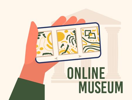 Museum exhibit online concept.のイラスト素材