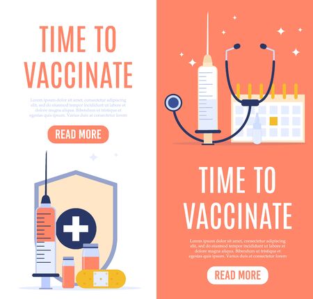 Vaccination concept banner with text place. Vector medical illustration.のイラスト素材