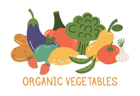 Fruits and vegetables banner vector illustration.のイラスト素材