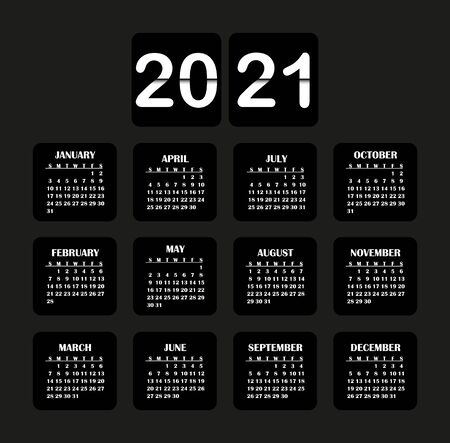 2021 year calendar. Vector illustration month business organizer year planner. Calendar schedule template.のイラスト素材