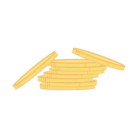 gold coin stack isolated on whiteのイラスト素材