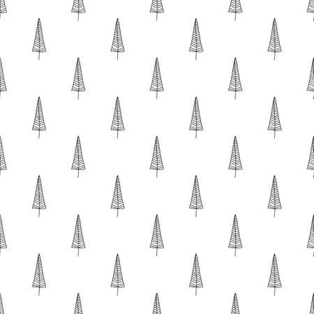 Seamless pattern with Christmas tree and snowflake for winter holidays design. Scandinavian Christmas monohrome Collection. Wrapping paper for xmas winter decoration. Holiday background.のイラスト素材