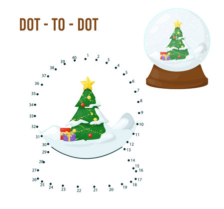 Dot to dot game for kids home schooling. Coloring page for children education. Number drawing line puzzle game. Mathematics activity, task homework study. Home schooling vector illustration.のイラスト素材