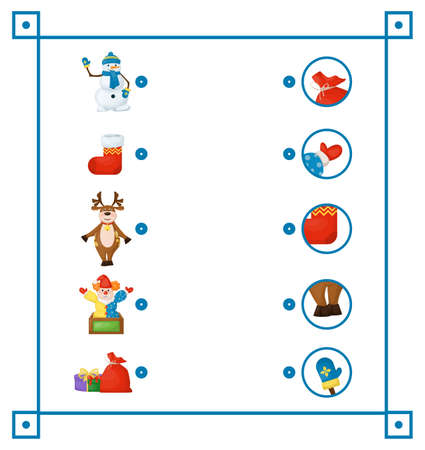 Matching game for children vector education game. Matching children educational game. Place puzzle part in correct place. Homeschooling activity for pres?hool years kids and toddlers.のイラスト素材