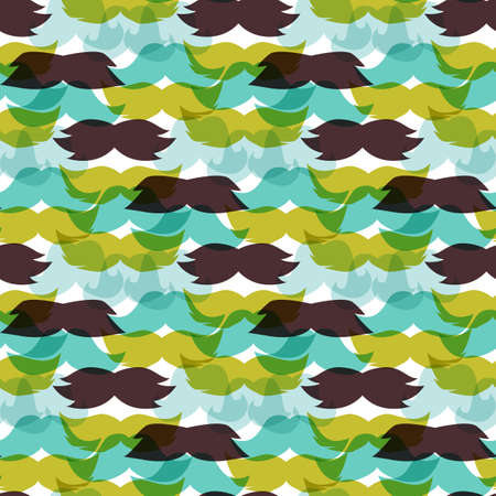 Mustaches seamless pattern vector illustration. Retro face hair mustache background. Male facial bread fashion barber silhouette. Curly vintage hairstyle whisker.のイラスト素材