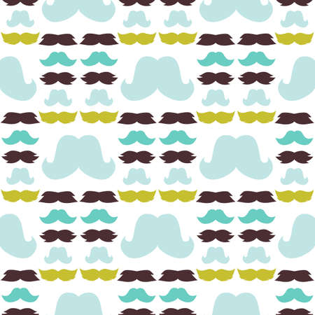 Mustaches seamless pattern vector illustration. Retro face hair mustache background. Male facial bread fashion barber silhouette. Curly vintage hairstyle whisker.のイラスト素材