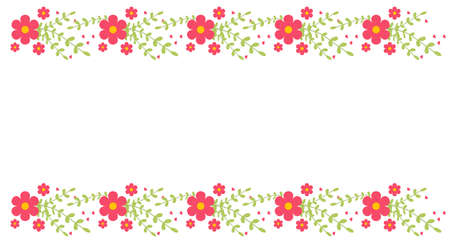 Floral border elements. Botanical bloom beautiful spring frameのイラスト素材