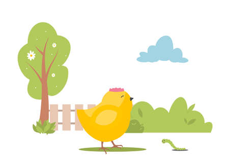 Little chick isolated on white background. Spring easter yellow animal.のイラスト素材