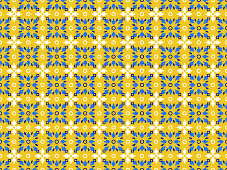 Azulejos Portuguese tile floor pattern, Lisbon seamless indigo blue tiles, vintage geometric ceramic, Spanish vector background. Moroccan geometrical interior patchwork. Azulejo moroccan wallpaperのイラスト素材