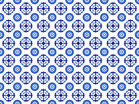 Azulejos Portuguese tile floor pattern, Lisbon seamless indigo blue tiles, vintage geometric ceramic, Spanish vector background. Moroccan geometrical interior patchwork. Azulejo moroccan wallpaperのイラスト素材