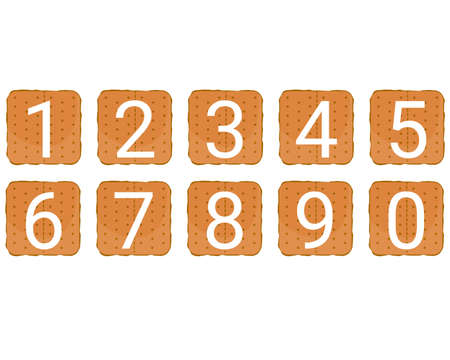 Graham Cracker with numbers Isolated On White. For children game educational puzzleのイラスト素材