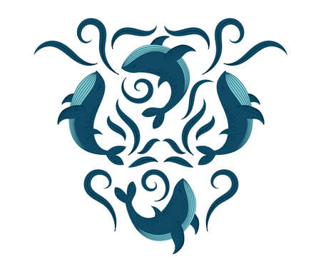 Humpback whale watercolor illustration. Underwater faunaのイラスト素材