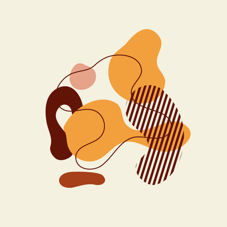 Fashion Wall Art stylish templates with organic abstract shapes and line in nude pastel colors.のイラスト素材