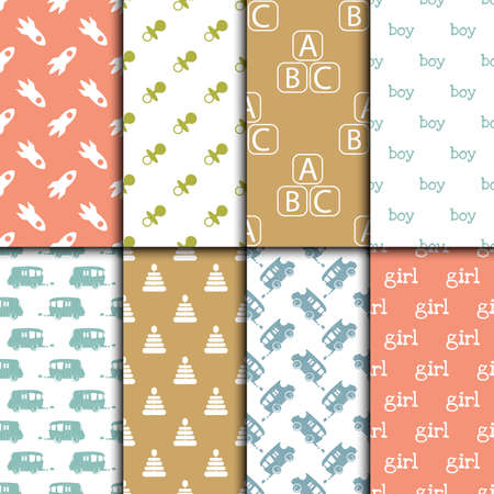 Baby shower toys seamless pattern background vector cute wallpaper scrapbook newborn textile paper illustration. Love kid boy and girl wrapping fabric childhood design.のイラスト素材