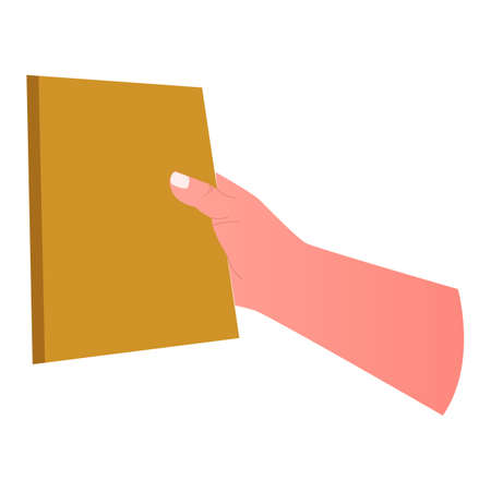 Hand with book isolated on white background. Open book in people hands, education concept.のイラスト素材