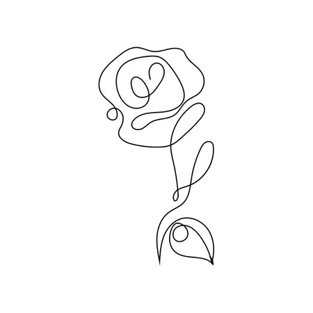 Rose flower Line art. Continuous one line drawingのイラスト素材