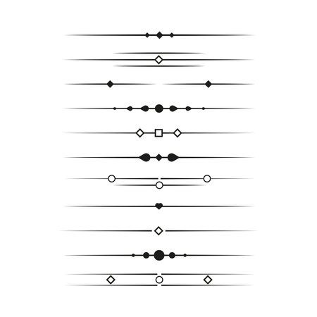 Set of Simple Black Divider Design Assorted Dividers Collection Template Vectorのイラスト素材