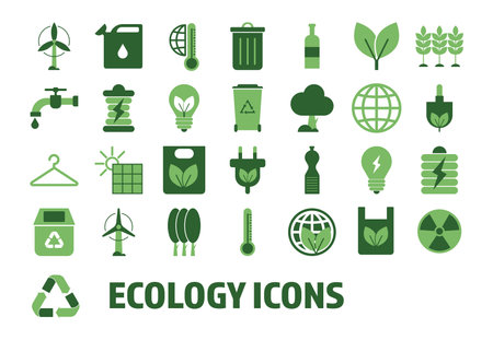Ecology and Environment related color line icon set. Nature and Renewable Energy colorful linear icons.のイラスト素材