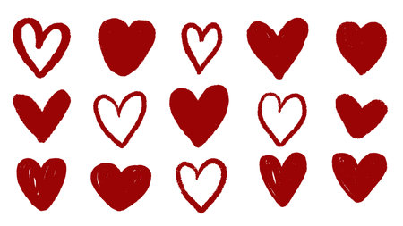 Red heart Hand drawn Vector Doodle Romantic Sketch Symbols.のイラスト素材