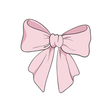 Cute Pastel Bow, gift ribbon. Bowknot hand drawn . Fashionable vector illustration. Hair...