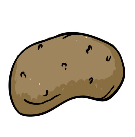 Rustic Potato Illustration with Natural Shape and Spots Vector Illustrationのイラスト素材
