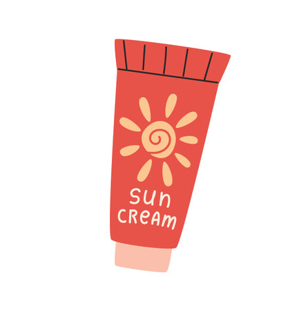 sun Cream blocker tube flat style icon vector illustration designのイラスト素材