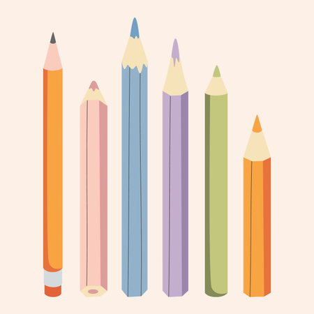 Set of writing accessories pencils Vector illustration. School Office Stationery Equipment. Ink Markerのイラスト素材