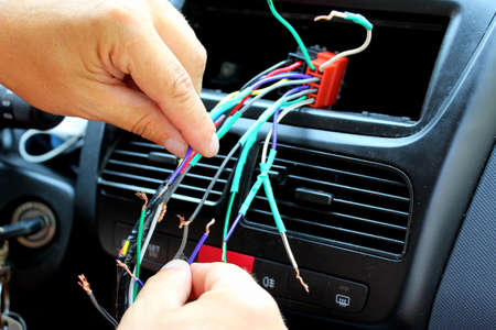 Various wires and electrician hands that connect the communication.