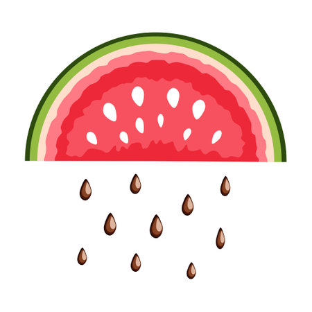 Watermelon red and seeds for fashion prints, fabrics, wallpaper, wrapping paper. Vector illustration.のイラスト素材