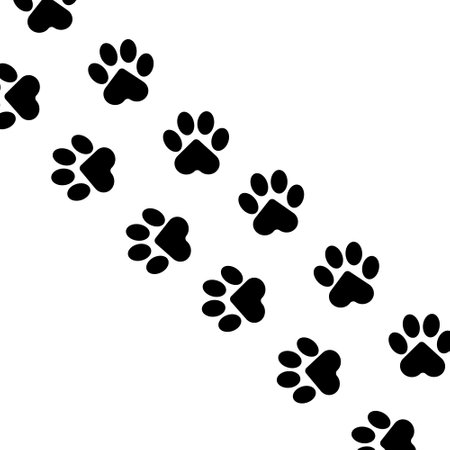 Paws of a cat, dog, puppy. Simple animal footprint pattern for bedding, fabrics, backgrounds, websites, postcards, baby prints, brown paper.の写真素材