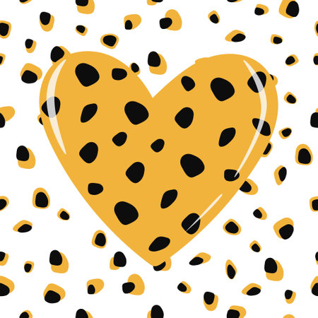 Trendy seamless pattern of hearts in leopard spots for festive wrapping paper, fabric, textile, bed linen, bedspreads. Vector illustration.のイラスト素材