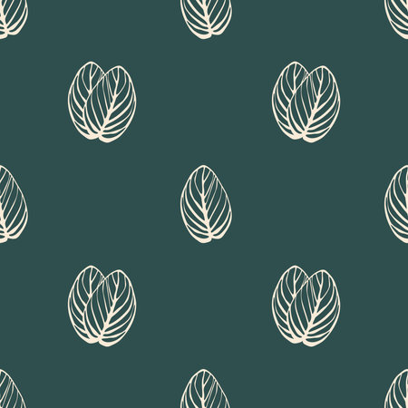 Seamless pattern of striped pink leaves on a green background. Template for printing on textiles, fabric, bedding, wrapping paper, wallpaper.の写真素材